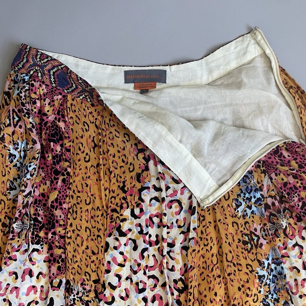 Anthro Bhanuni By Jyoti Maxi Skirt Sz 4 Colorful‎ Boho Animal Print Maximalist - Picture 4 of 16